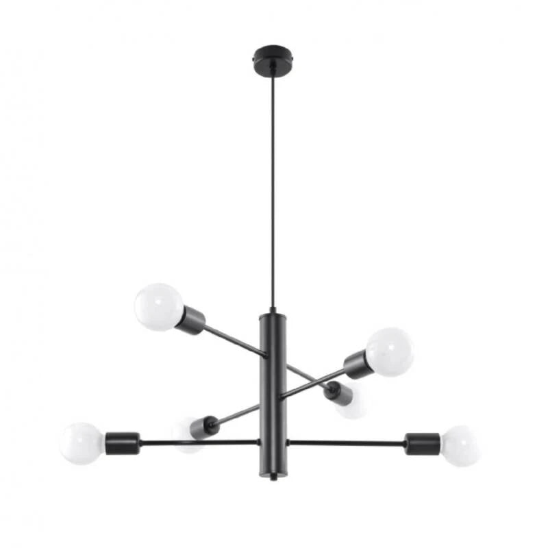 RONDAVO hanglamp met zes bollen van staal in zwart