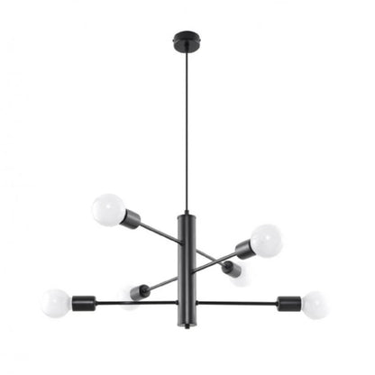 RONDAVO hanglamp met zes bollen van staal in zwart