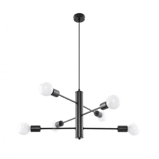 RONDAVO hanglamp met zes bollen van staal in zwart