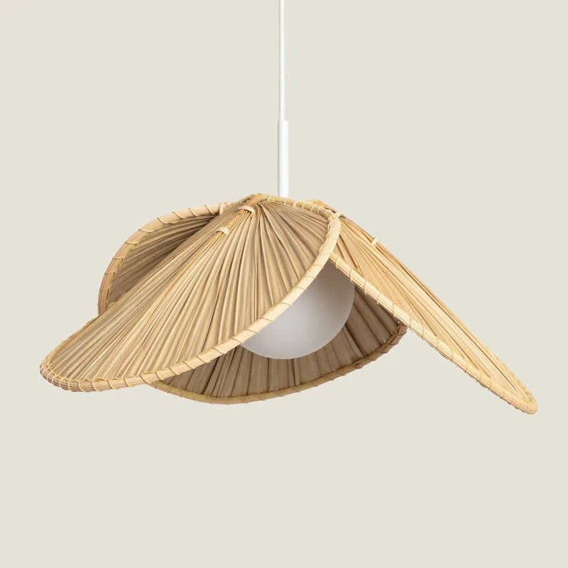 CLUNDAVO brede hanglamp van natuurlijke vezels in naturel