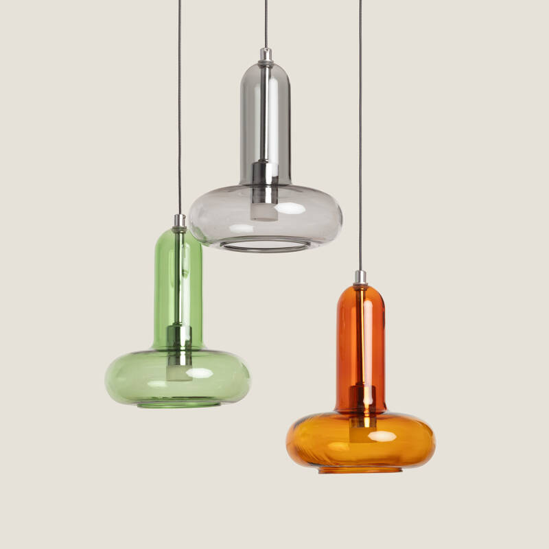 Hanglamp Ristano met drie LED lichtpunten in aluminium en glas