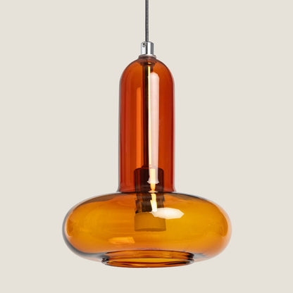 Hanglamp Cordano in amber met rond glazen volume