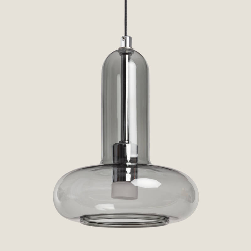 Hanglamp Cordano in grijs met rond glazen volume