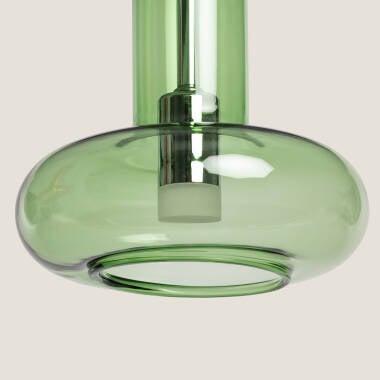 Hanglamp Cordano in groen met mat zwarte kabel