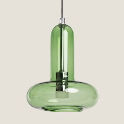 Hanglamp Cordano in groen met rond glazen volume