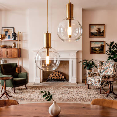 Hanglamp Brenaro in goud, plafondkap