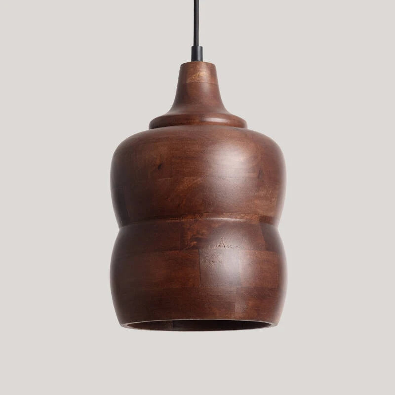 YENDARO ronde hanglamp van bruin mangohout