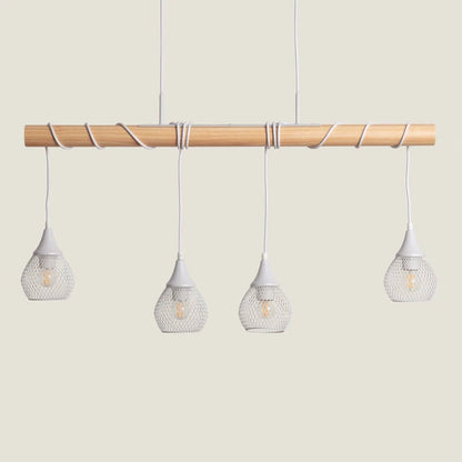 COLDIVO langwerpige hanglamp van hout en aluminium in wit