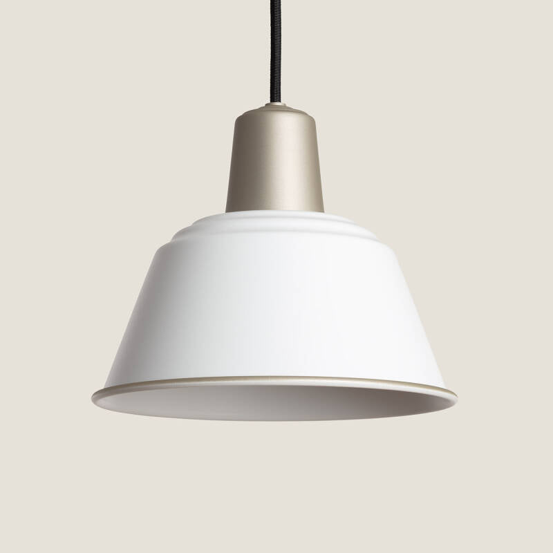 Hanglamp Nerbaro in wit metaal met conische kap