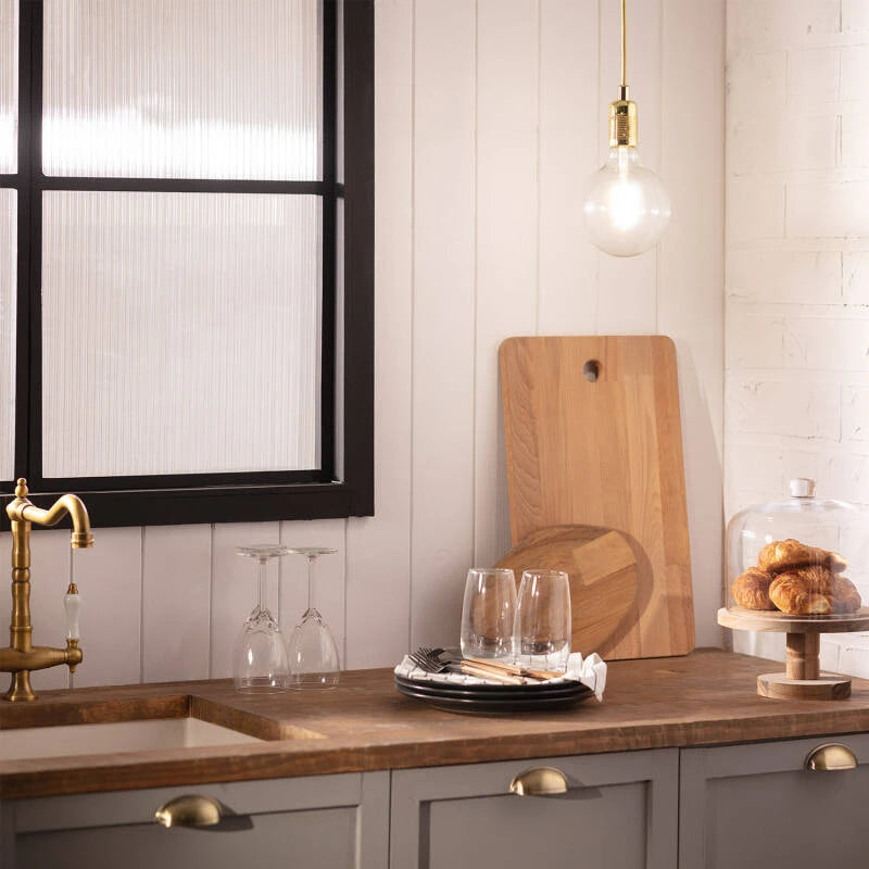 HESTRAVO slanke hanglamp van staal in goud