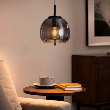 Hanglamp Cadrivo rookgrijs, glazen kap