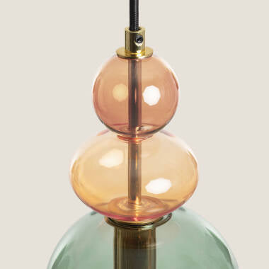 Hanglamp Gilvano groen, glazen kap
