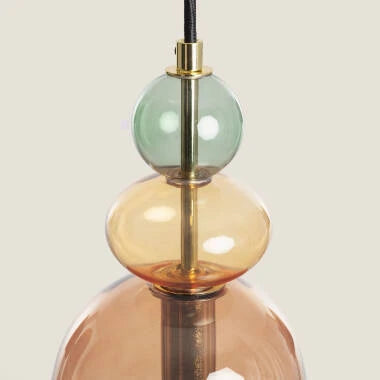 Hanglamp Gilvano rood, glazen kap
