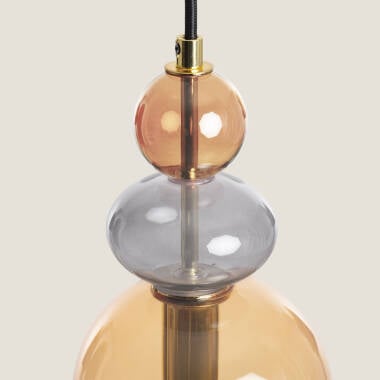 Hanglamp Gilvano amber, glazen kap