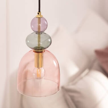 Hanglamp Gilvano roze, glazen kap