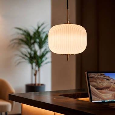 Hanglamp Zelbano in brons, zijaanzicht