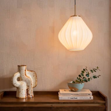 Hanglamp Solbaro in wit, zijaanzicht