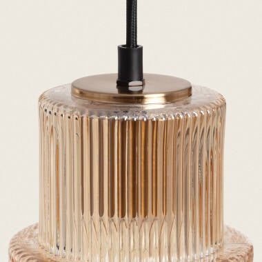 Hanglamp Perdano in amber, aanzicht van onderen