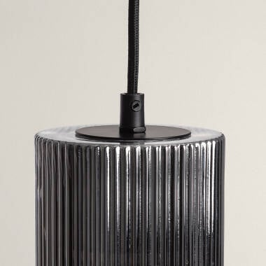 Hanglamp Perdano in rookgrijs, aanzicht van onderen