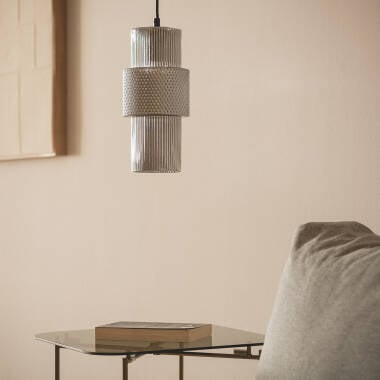 Hanglamp Perdano in rookgrijs, sfeerbeeld in het interieur