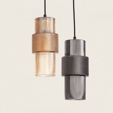 Hanglamp Perdano in amber, ophanging en plafondkap