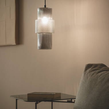 Hanglamp Perdano in rookgrijs, zijaanzicht