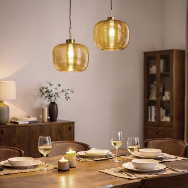 Hanglamp Fintavo in amber, zijaanzicht