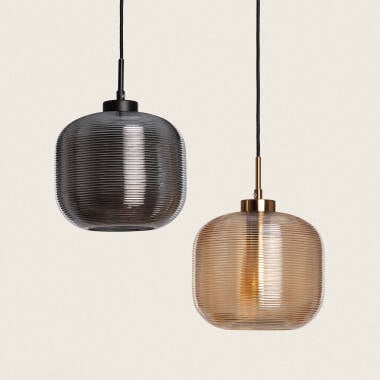 Hanglamp Fintavo in rookgrijs, aanzicht van onderen