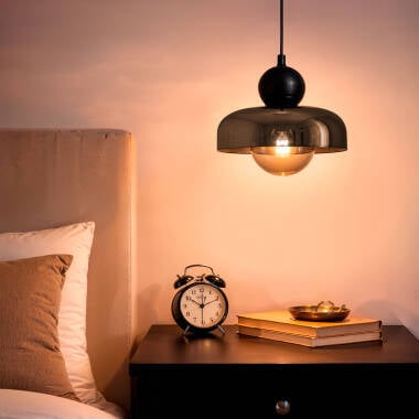 Hanglamp Nelsaro in rookgrijs, zijaanzicht