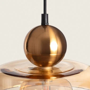 Hanglamp Nelsaro in amber, sfeerbeeld in het interieur