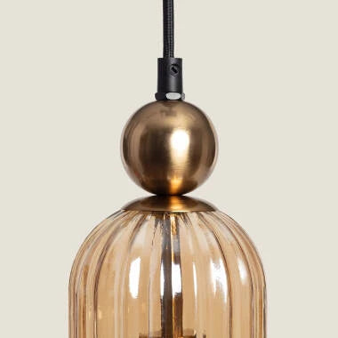 Hanglamp Turvano in amber, aanzicht van onderen