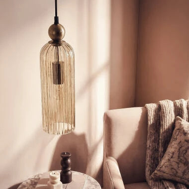 Hanglamp Turvano in amber, zijaanzicht