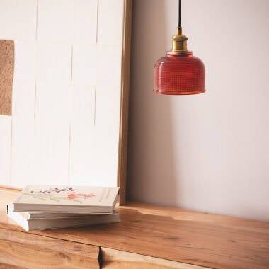 Hanglamp Albravo in rood, sfeerbeeld in het interieur