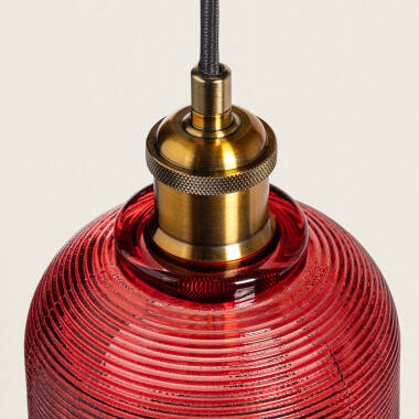 Hanglamp Albravo in rood, aanzicht van onderen