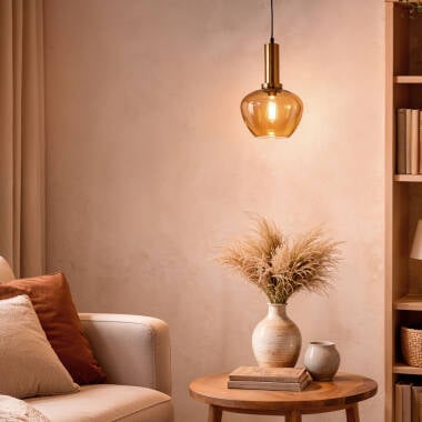 Hanglamp Mendaro in amber, zijaanzicht