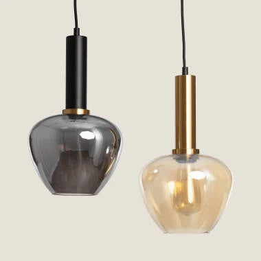Hanglamp Mendaro in rookgrijs, aanzicht van onderen