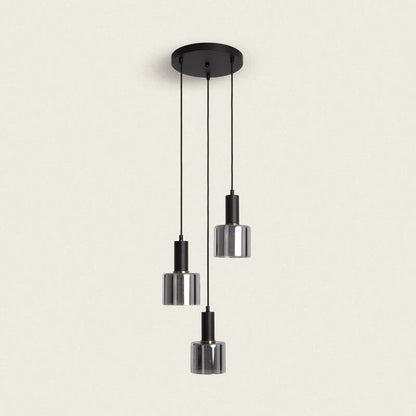 JOLSTARO hanglamp met drie rookgrijze glazen kappen