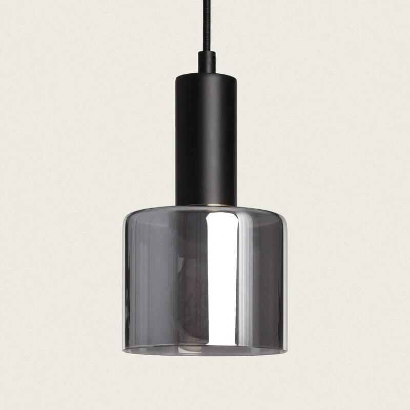 IRBARO hanglamp van metaal met rookgrijs glas