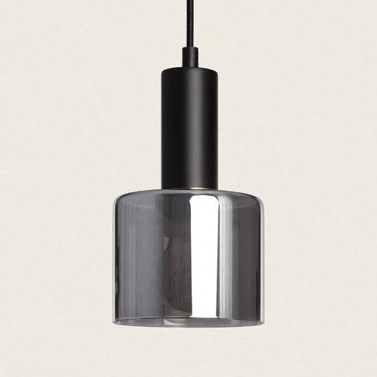 IRBARO hanglamp van metaal met rookgrijs glas