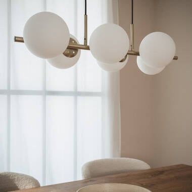 Hanglamp Doltrano in goud, detail van de kap