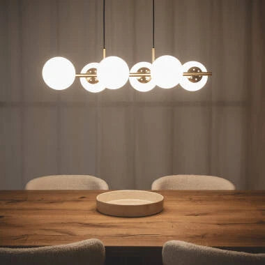 Hanglamp Doltrano in goud, zijaanzicht
