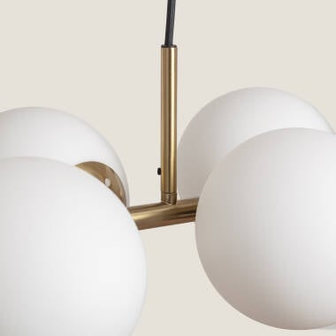 Hanglamp Doltrano in goud, ophanging en plafondkap