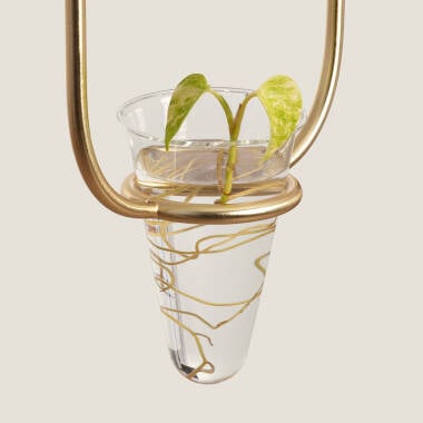 Hanglamp Ospravo in goud, aanzicht van onderen