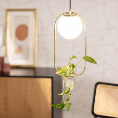 Hanglamp Ospravo in goud, zijaanzicht