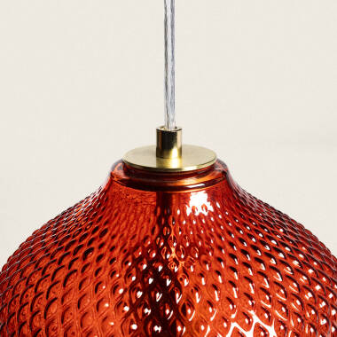 Hanglamp Elzaro in rood, ophanging en plafondkap