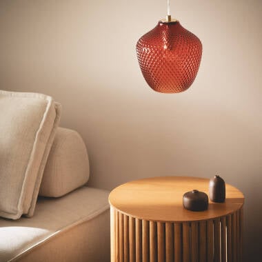 Hanglamp Elzaro in rood, sfeerbeeld in het interieur