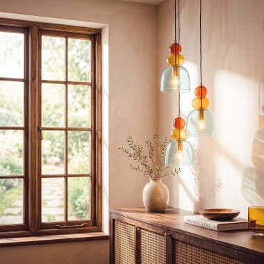 Hanglamp Wolbaro in groen, detail van de kap