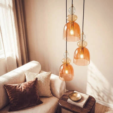 Hanglamp Wolbaro in rood, detail van de kap