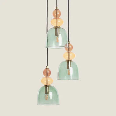 Hanglamp Wolbaro in groen, sfeerbeeld in het interieur