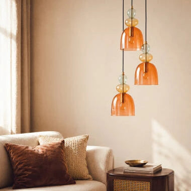 Hanglamp Wolbaro in rood, zijaanzicht